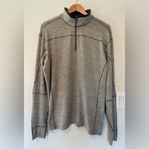 Kuhl Men's Heathered Gray 1/4 Zip Sweater, XL